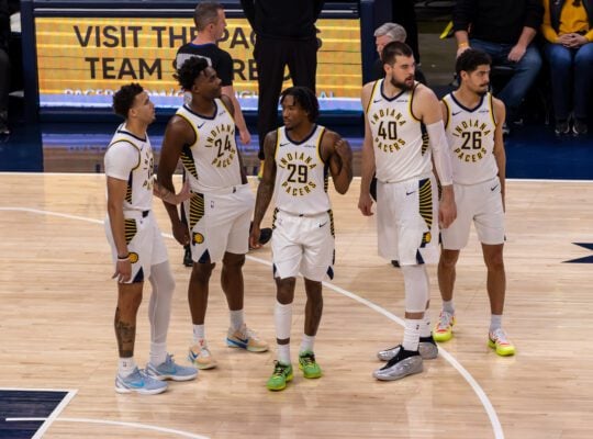 Portland Trailblazers at Indiana Pacers NBA basketball game in Indianapolis, Indiana in March of 2025.