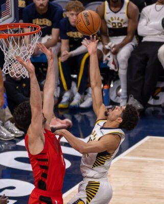 Portland Trailblazers at Indiana Pacers NBA basketball game in Indianapolis, Indiana in March of 2025.